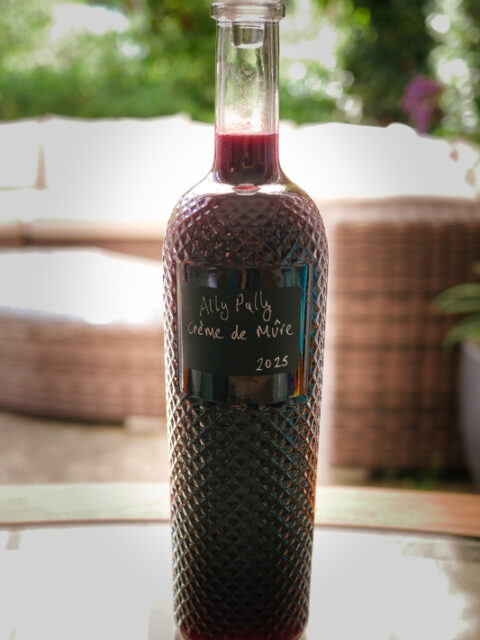 Bottle of blackberry liqueur