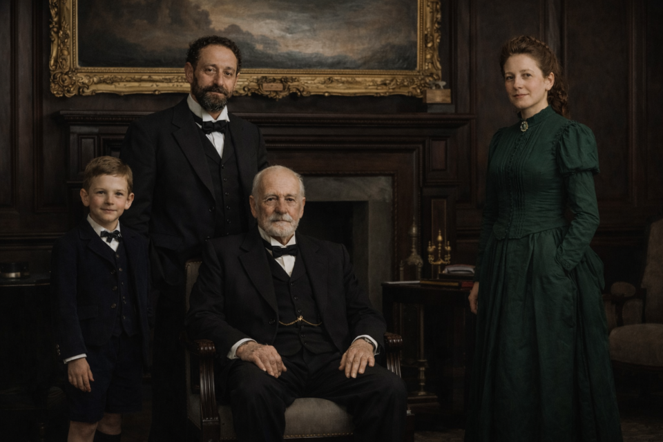 Visualisation of Bernardino, Stefano, Maria and Dino Branca around 1880.